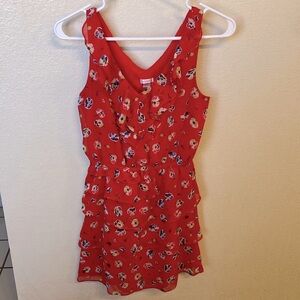 {Xhilaration} Ruffle red floral dress